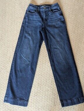 Maurices High Rise Wide Leg Cropped Jeans | Dark Wash | Women's Size 4